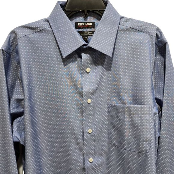 Kirkland Signature Shirt Men's Size L Blue Long Sleeve Classic Button Up NEW - Picture 12 of 14